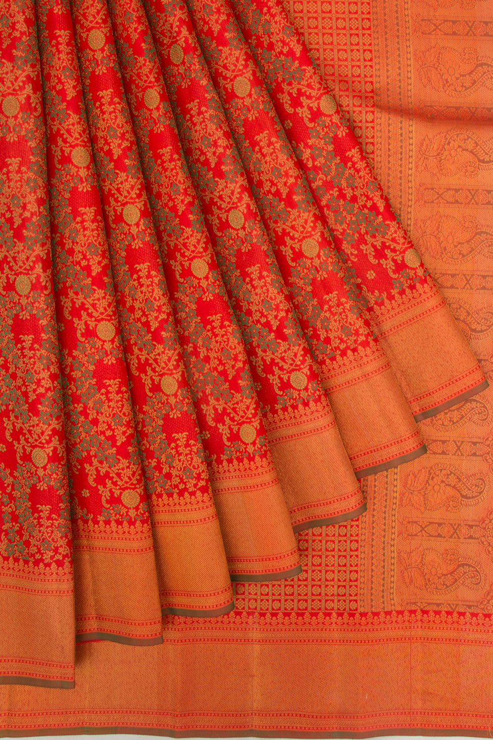 Kanchipuram Silk Jaal Red Saree