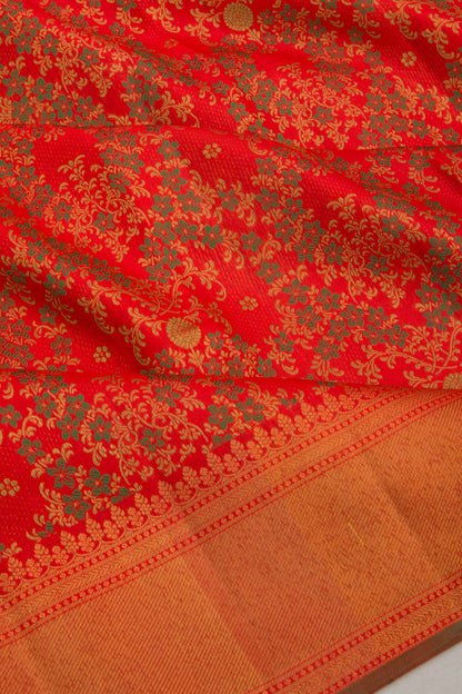Kanchipuram Silk Jaal Red Saree