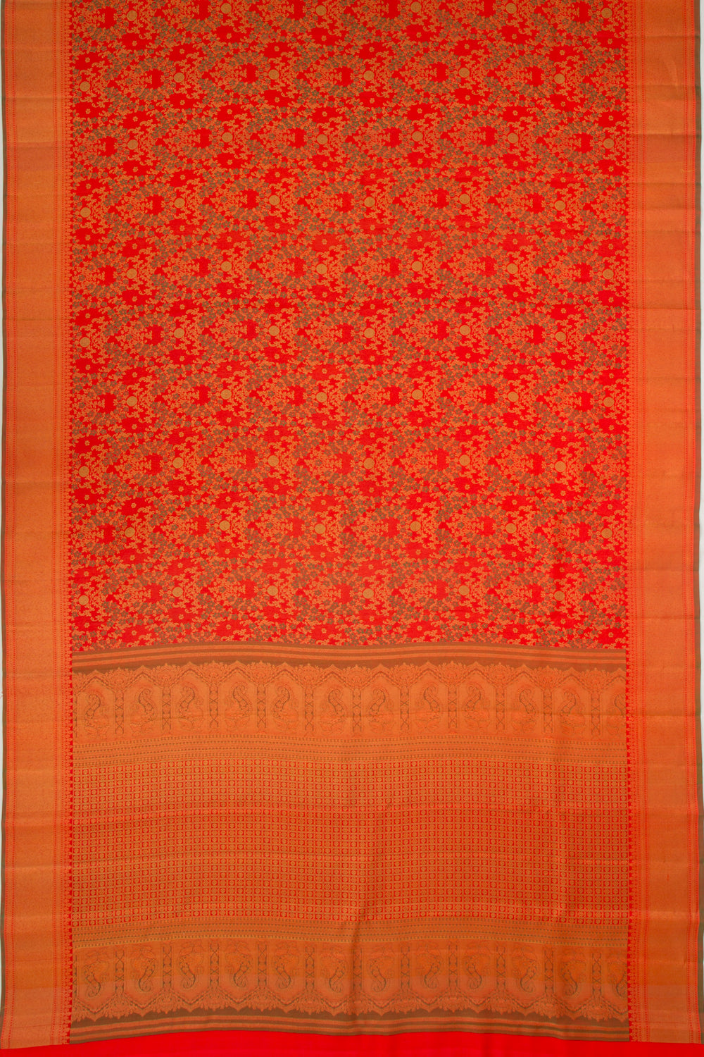 Kanchipuram Silk Jaal Red Saree