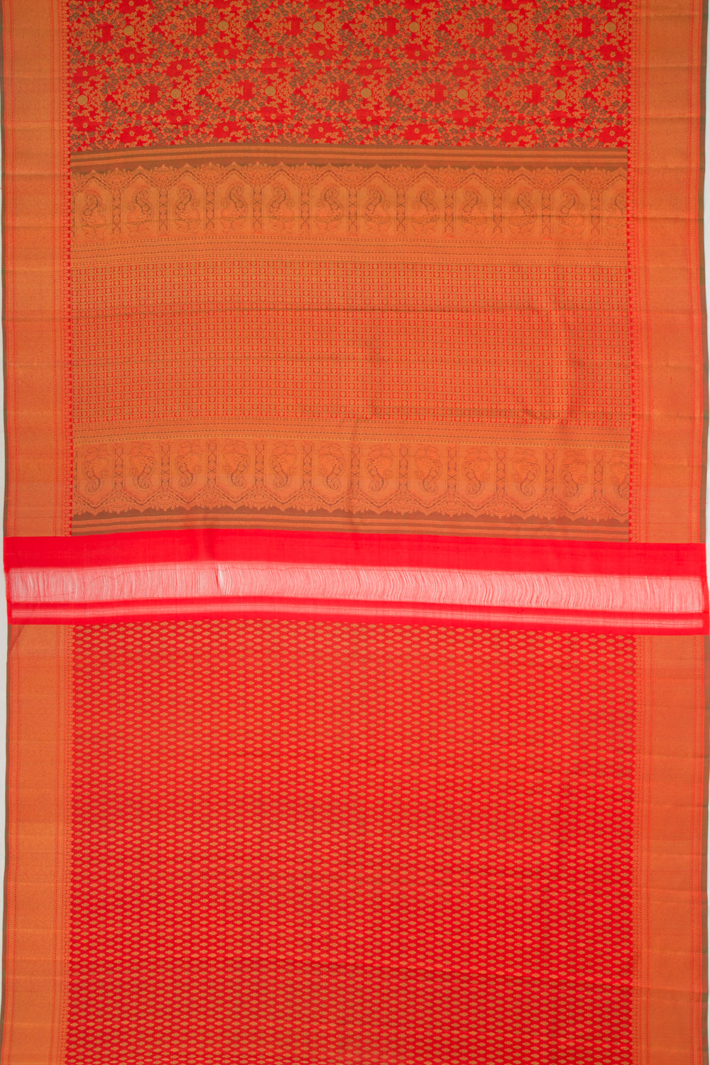 Kanchipuram Silk Jaal Red Saree