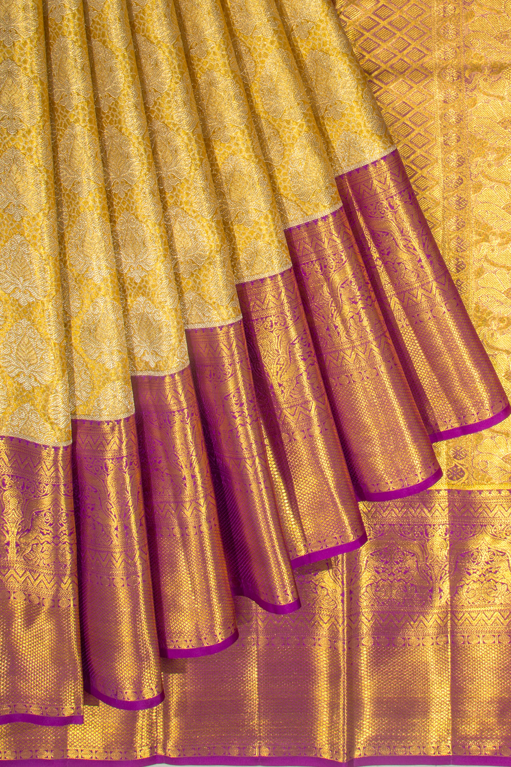 Taranga Kanchi Silk Tissue Brocade Gold Saree