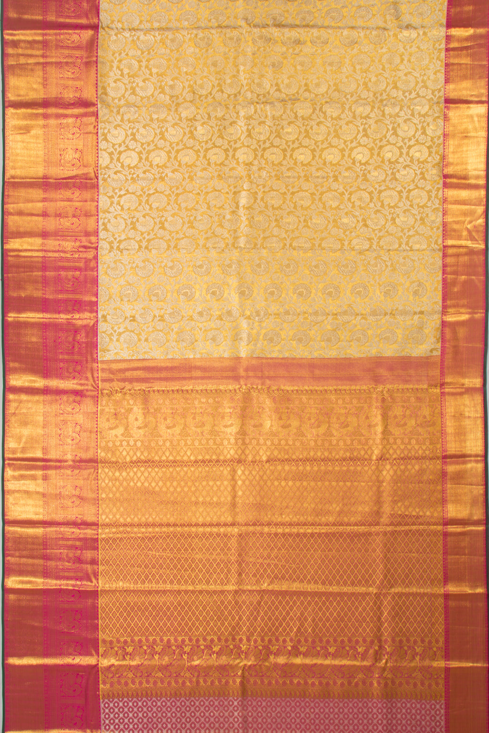 Taranga Kanchi Silk Tissue Jaal Gold Saree