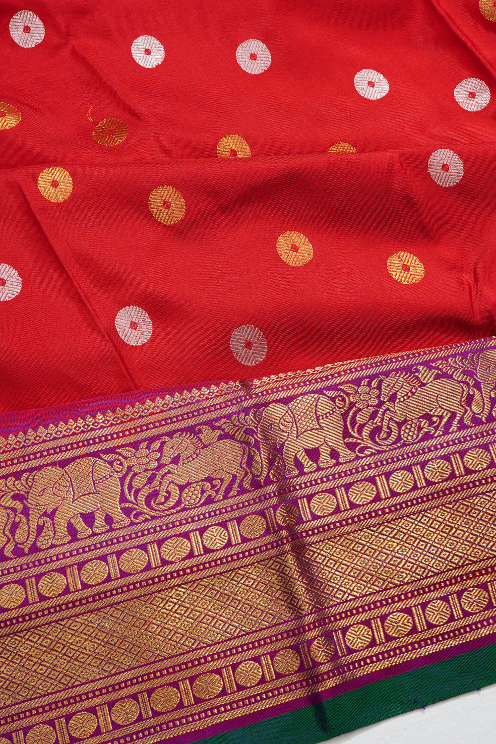Kanchipuram Silk Twill Butta Red Saree