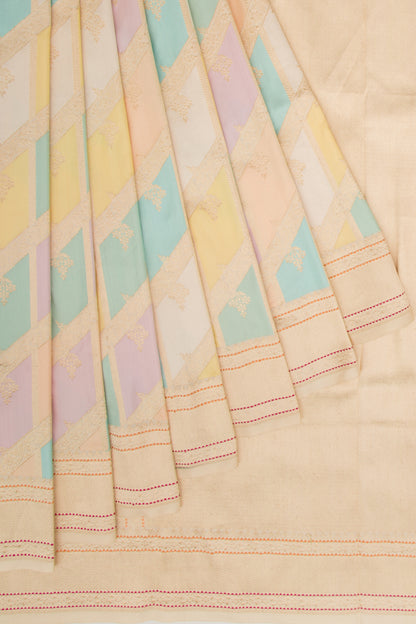 Banarasi Silk Jaal Pastel Rangkat Saree