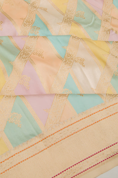 Banarasi Silk Jaal Pastel Rangkat Saree