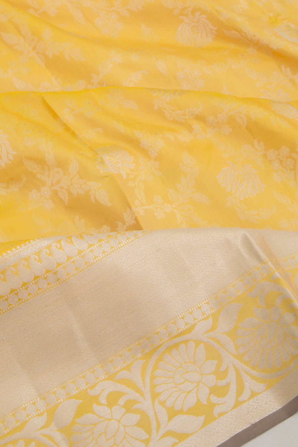 Coimbatore Soft Silk Jaal Yellow Saree