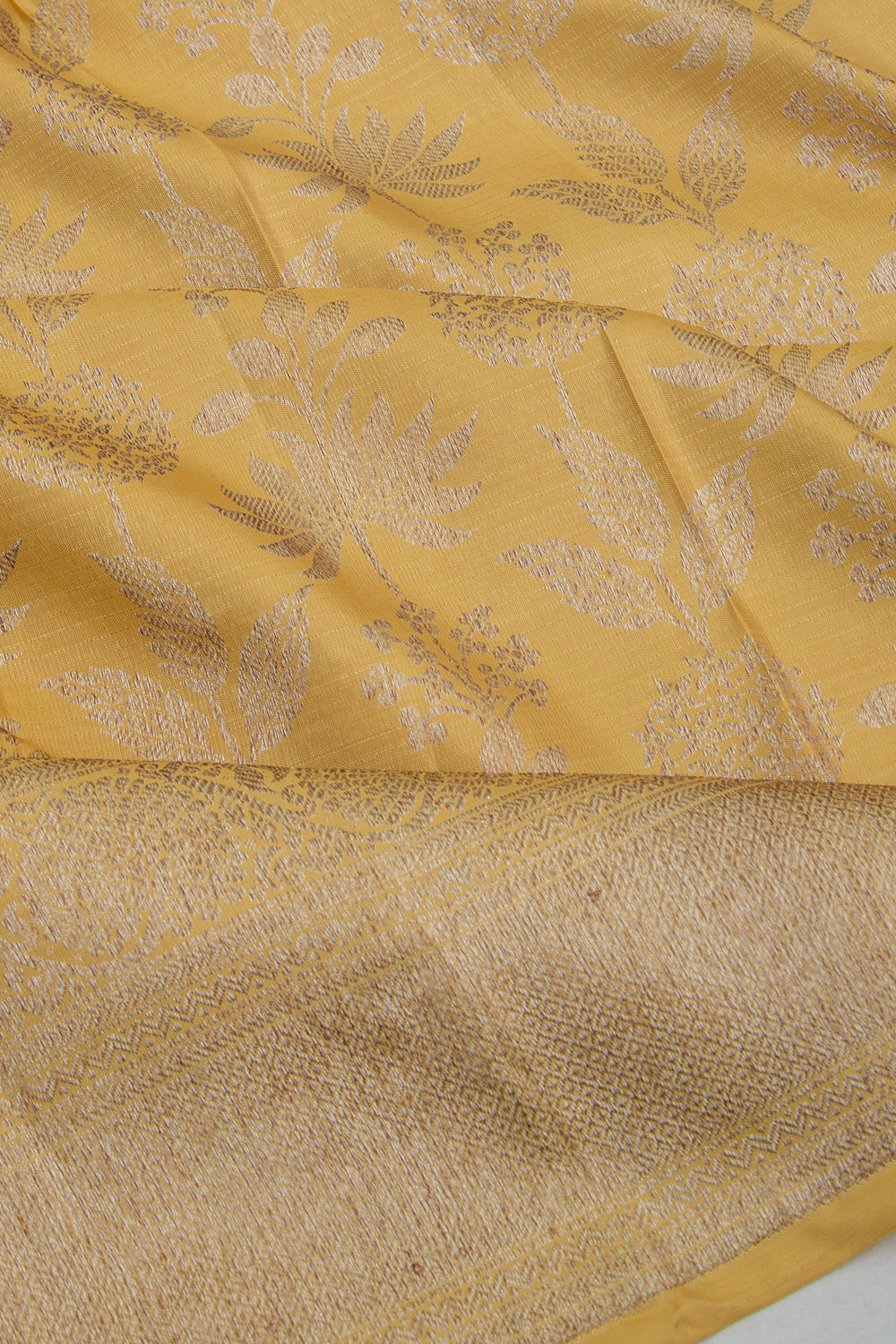 Kanchipuram Silk Jaal Yellow Saree