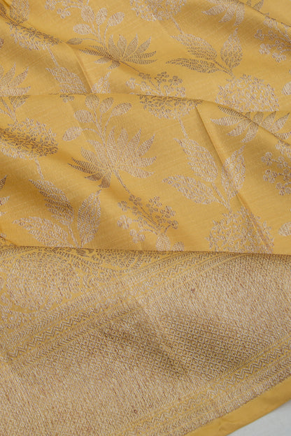 Kanchipuram Silk Jaal Yellow Saree