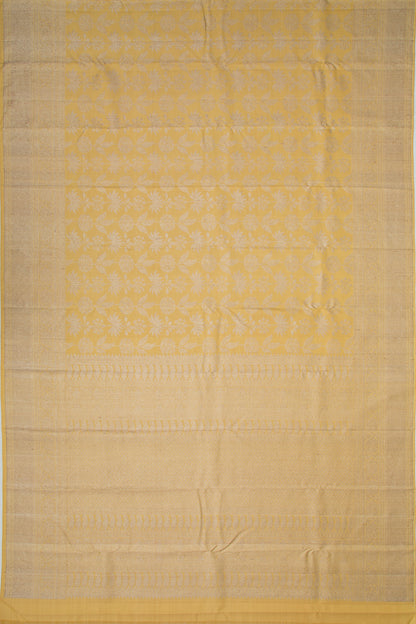 Kanchipuram Silk Jaal Yellow Saree