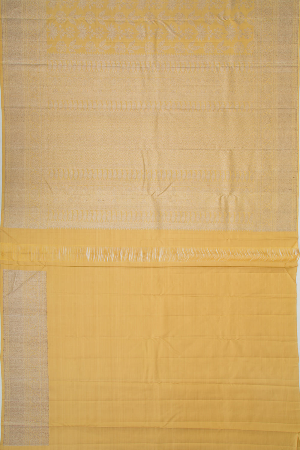 Kanchipuram Silk Jaal Yellow Saree