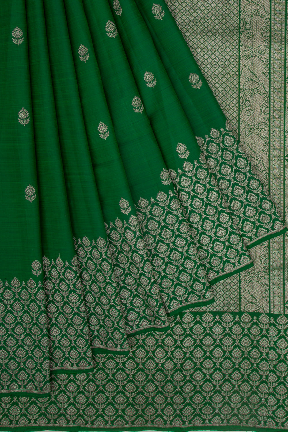 Taranga Kanchi Silk Butta Dark Green Saree