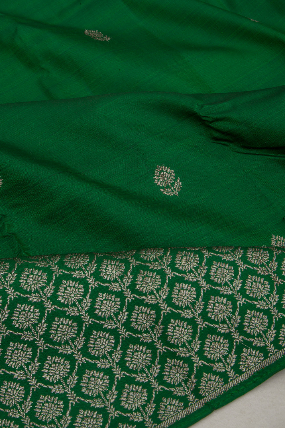 Taranga Kanchi Silk Butta Dark Green Saree