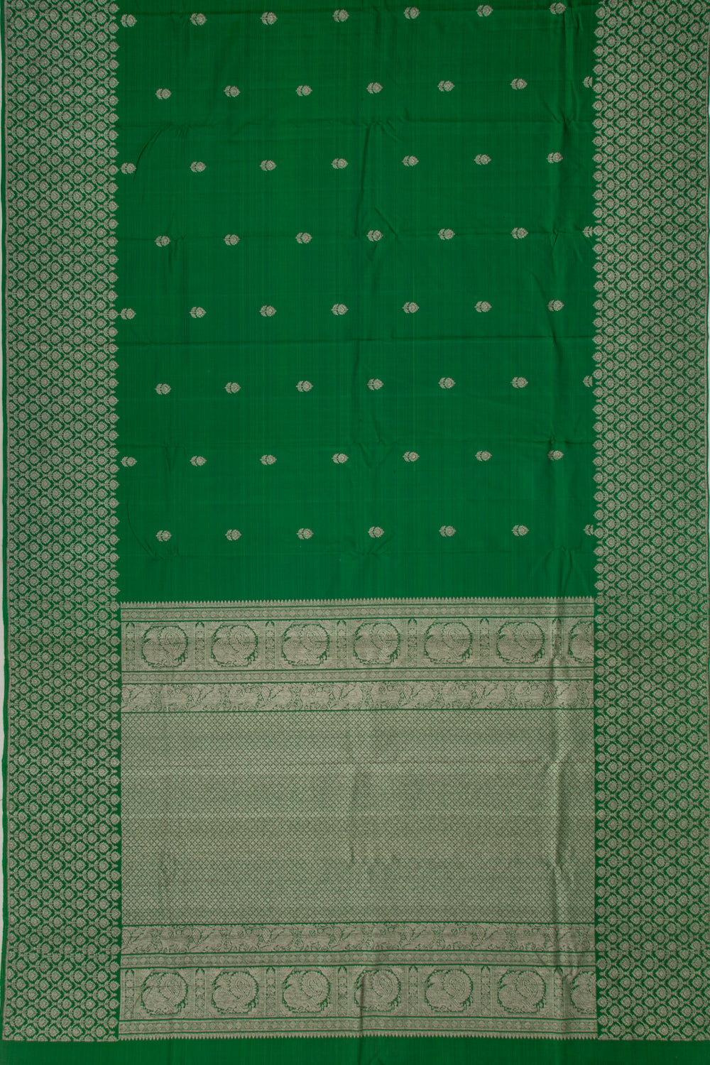 Taranga Kanchi Silk Butta Dark Green Saree