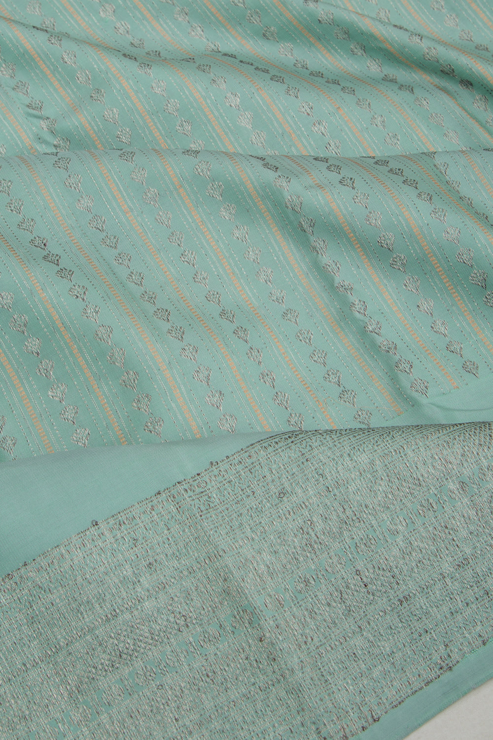 Kanchipuram Silk Brocade Cyan Saree