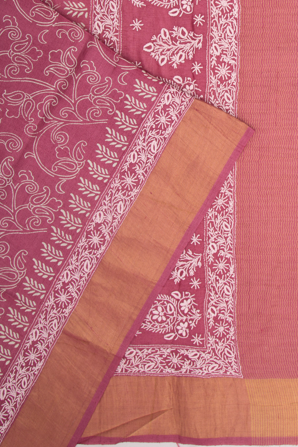 Bhagalpuri Tussar Floral Printed Purple Saree