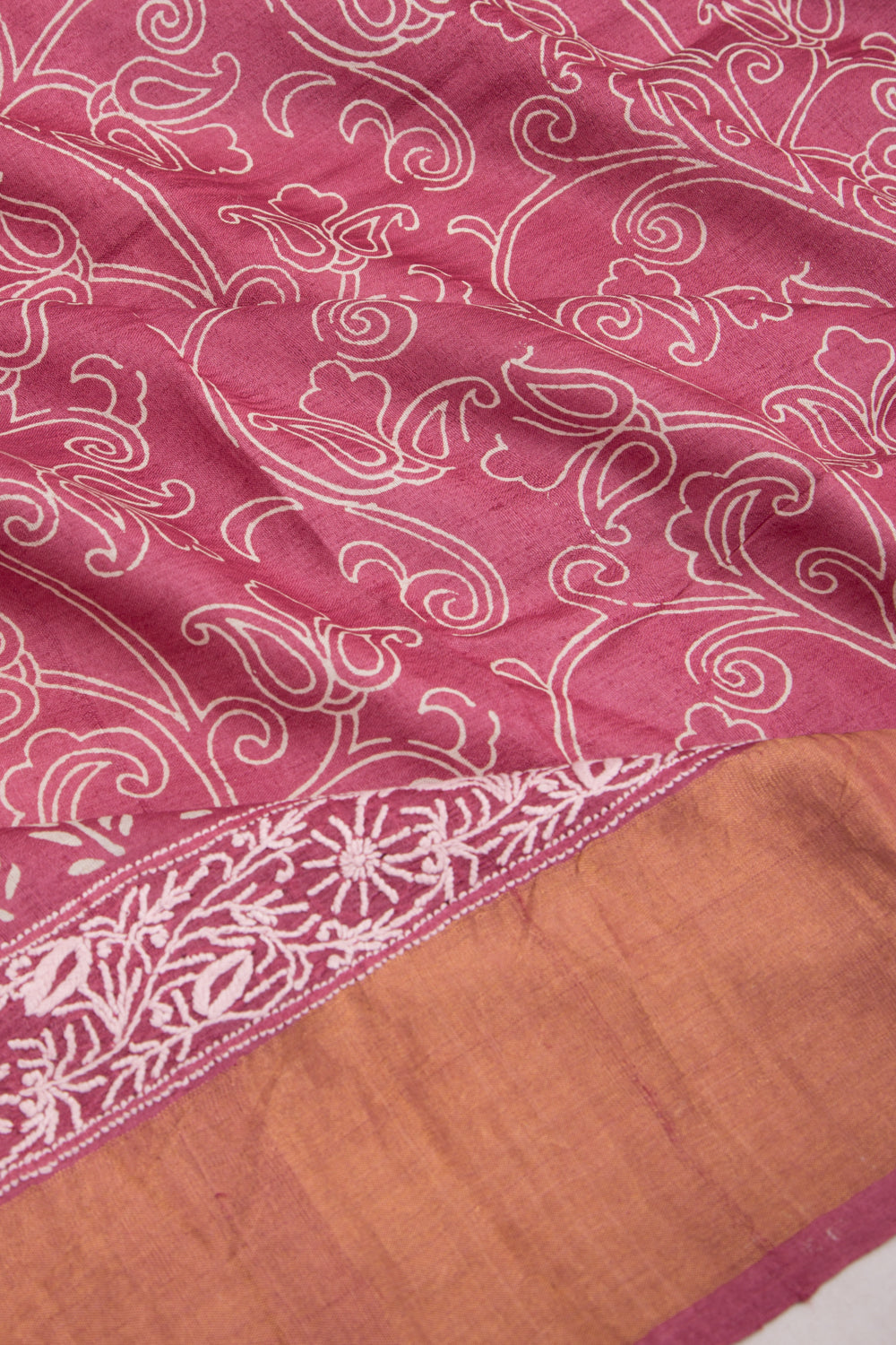Bhagalpuri Tussar Floral Printed Purple Saree