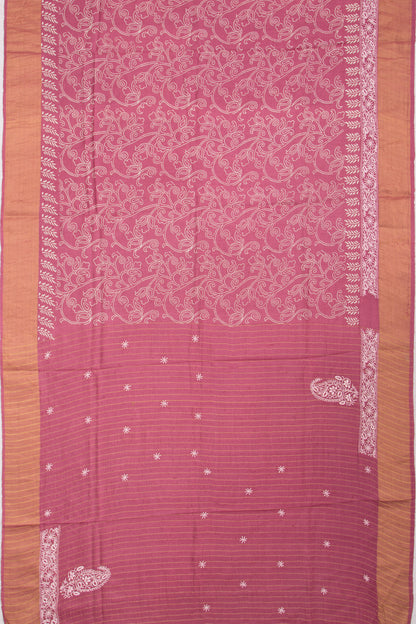 Bhagalpuri Tussar Floral Printed Purple Saree