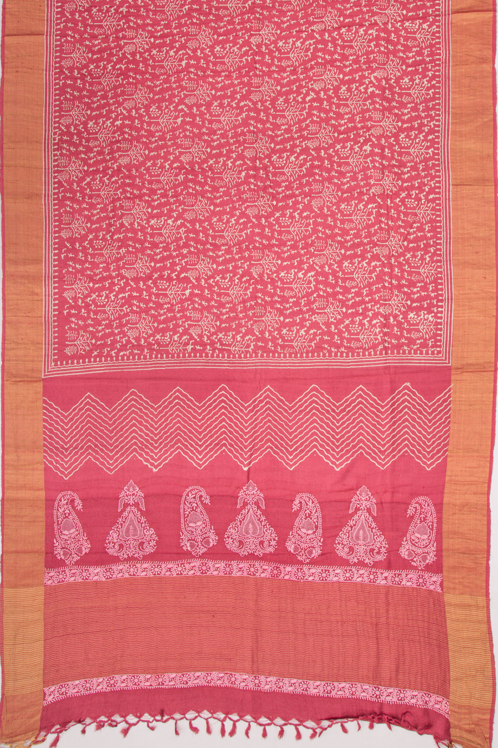 Bhagalpuri Tussar Floral Printed Purple Saree