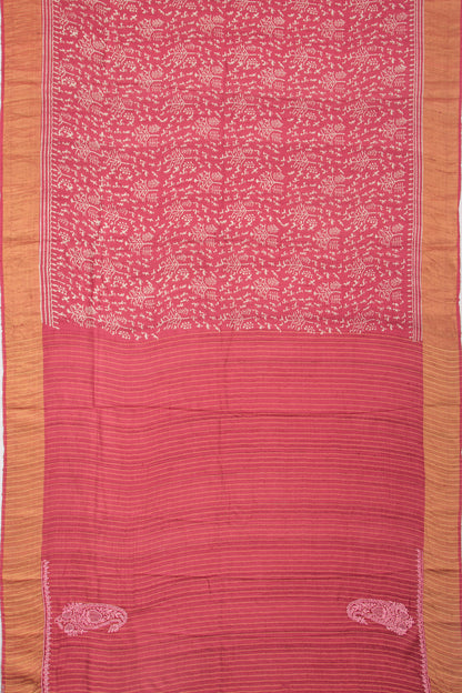 Bhagalpuri Tussar Floral Printed Purple Saree