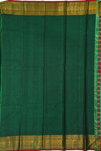 Kanchipuram Silk Checks And Butta Green Saree