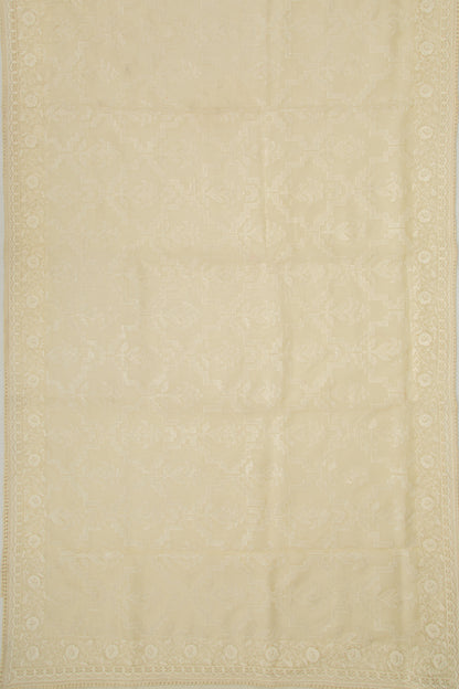 Organza Floral Embroidery Pale Yellow Saree With Sequin Work