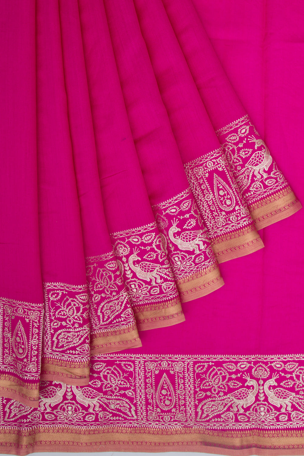 Soft Tussar Plain Pink Saree