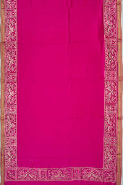 Soft Tussar Plain Pink Saree