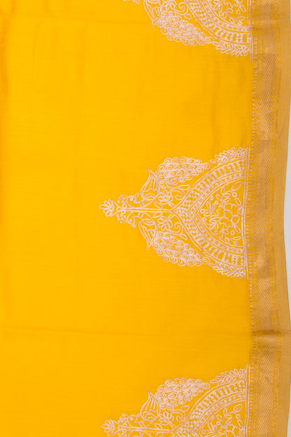 Soft Tussar Plain Yellow Saree
