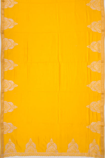 Soft Tussar Plain Yellow Saree