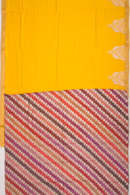 Soft Tussar Plain Yellow Saree