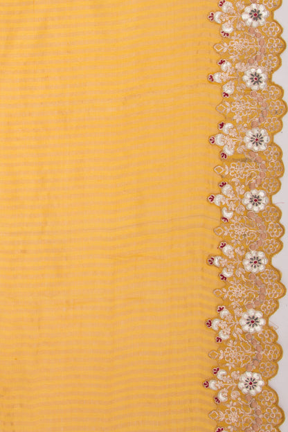 Soft Tussar Vertical Lines Mustard Yellow Saree