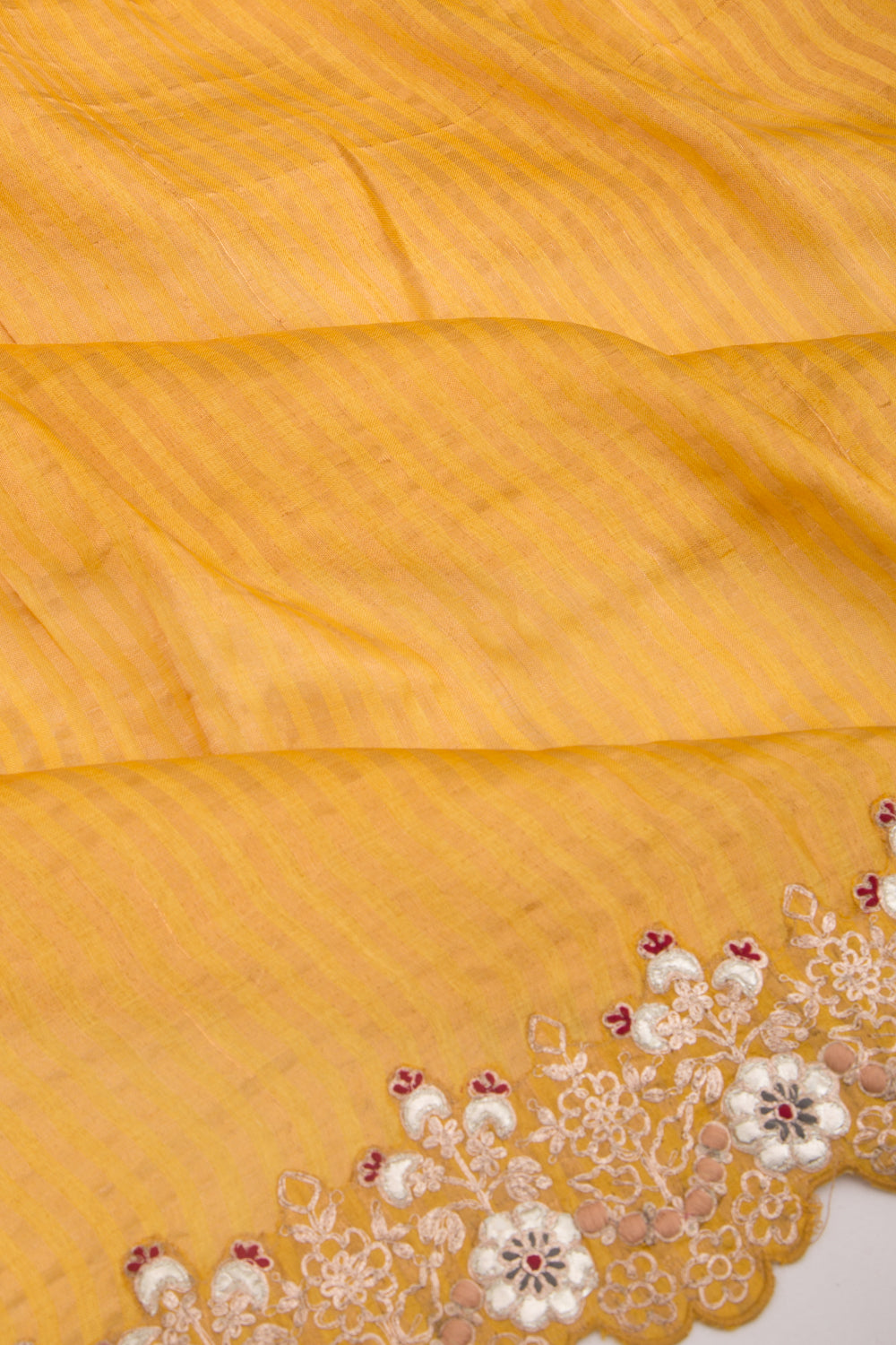 Soft Tussar Vertical Lines Mustard Yellow Saree