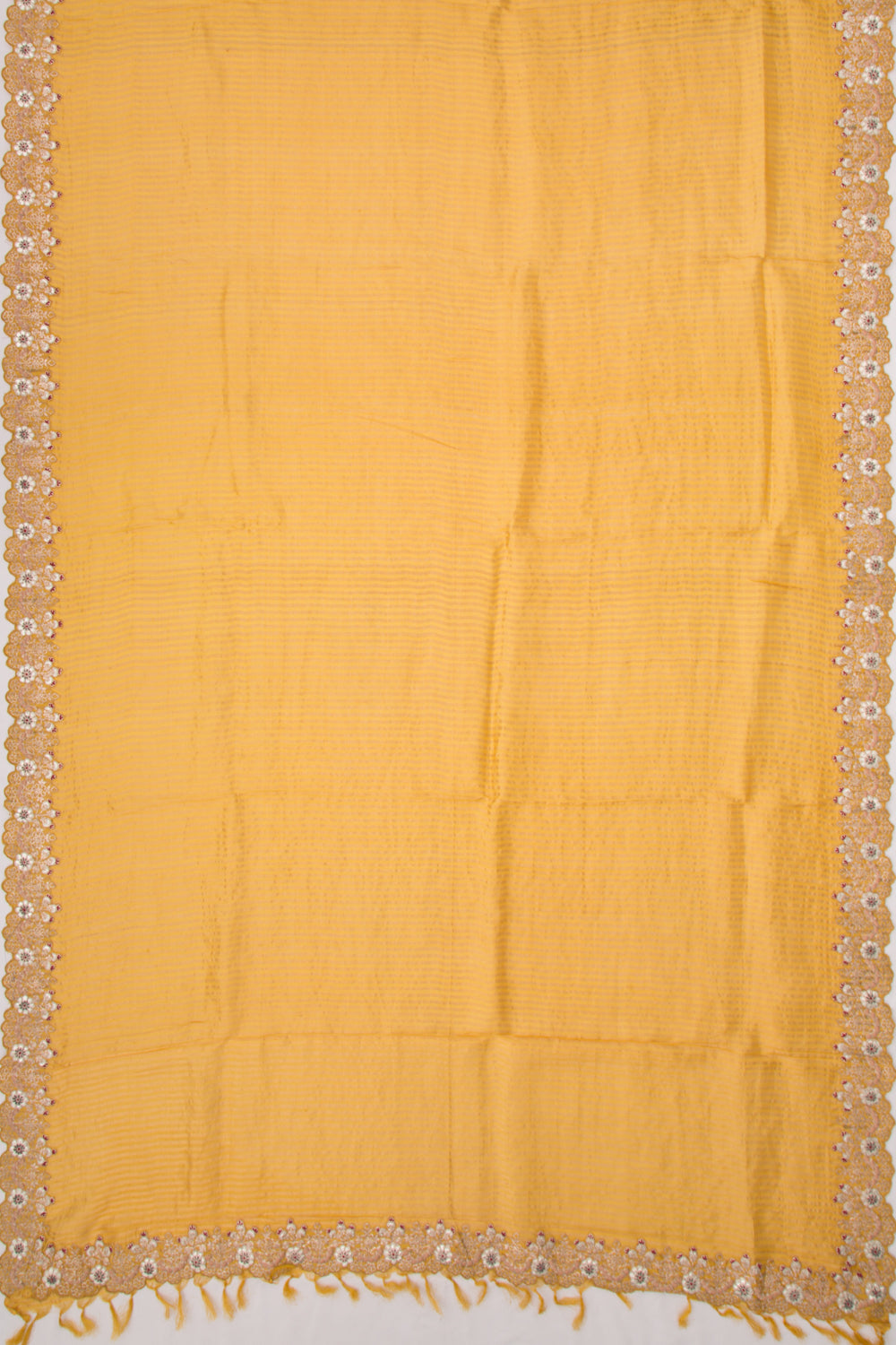 Soft Tussar Vertical Lines Mustard Yellow Saree