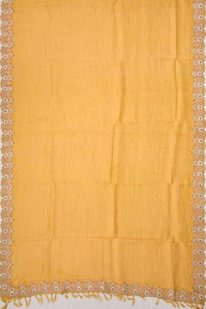 Soft Tussar Vertical Lines Mustard Yellow Saree