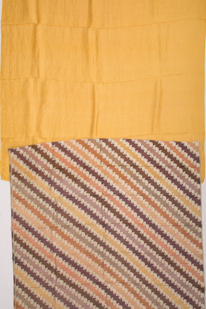 Soft Tussar Vertical Lines Mustard Yellow Saree