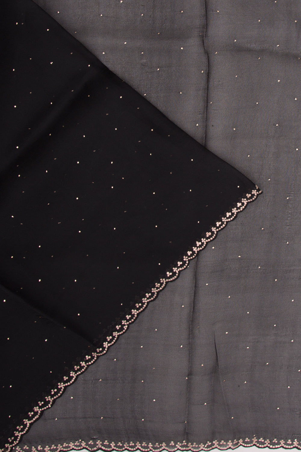 Organza Butta Black Saree With Mukesh Work