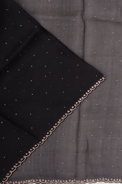 Organza Butta Black Saree With Mukesh Work