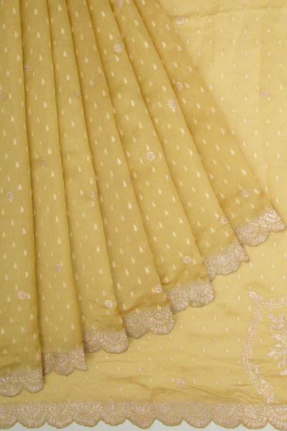 Soft Tussar Butta Yellow Saree