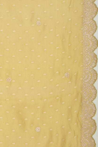 Soft Tussar Butta Yellow Saree