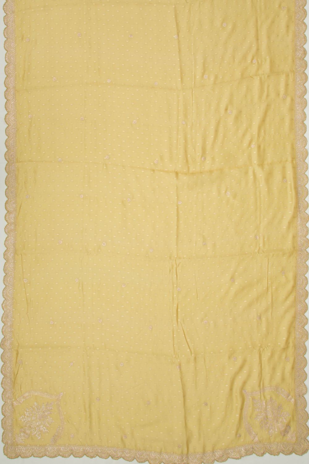 Soft Tussar Butta Yellow Saree