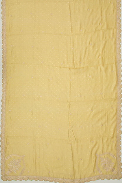 Soft Tussar Butta Yellow Saree