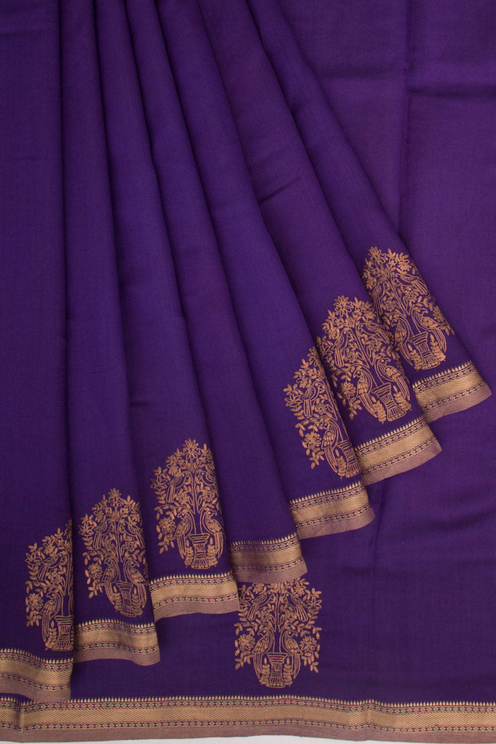 Soft Tussar Plain Violet Saree