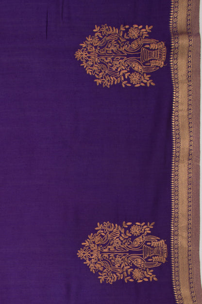 Soft Tussar Plain Violet Saree