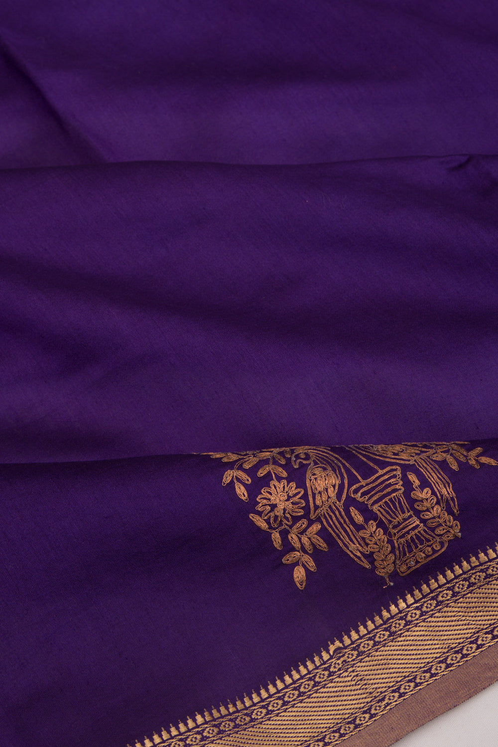 Soft Tussar Plain Violet Saree