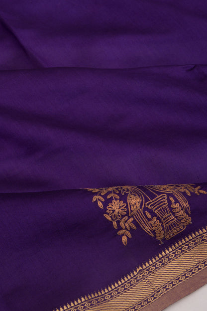 Soft Tussar Plain Violet Saree