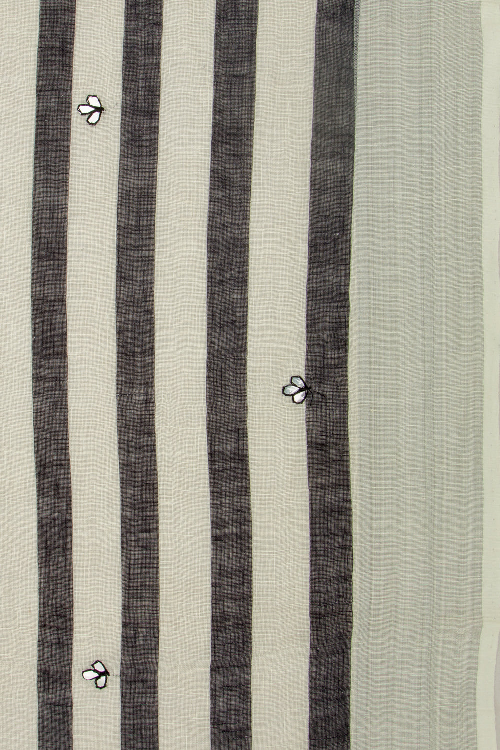 Linen Lines White And Black Saree