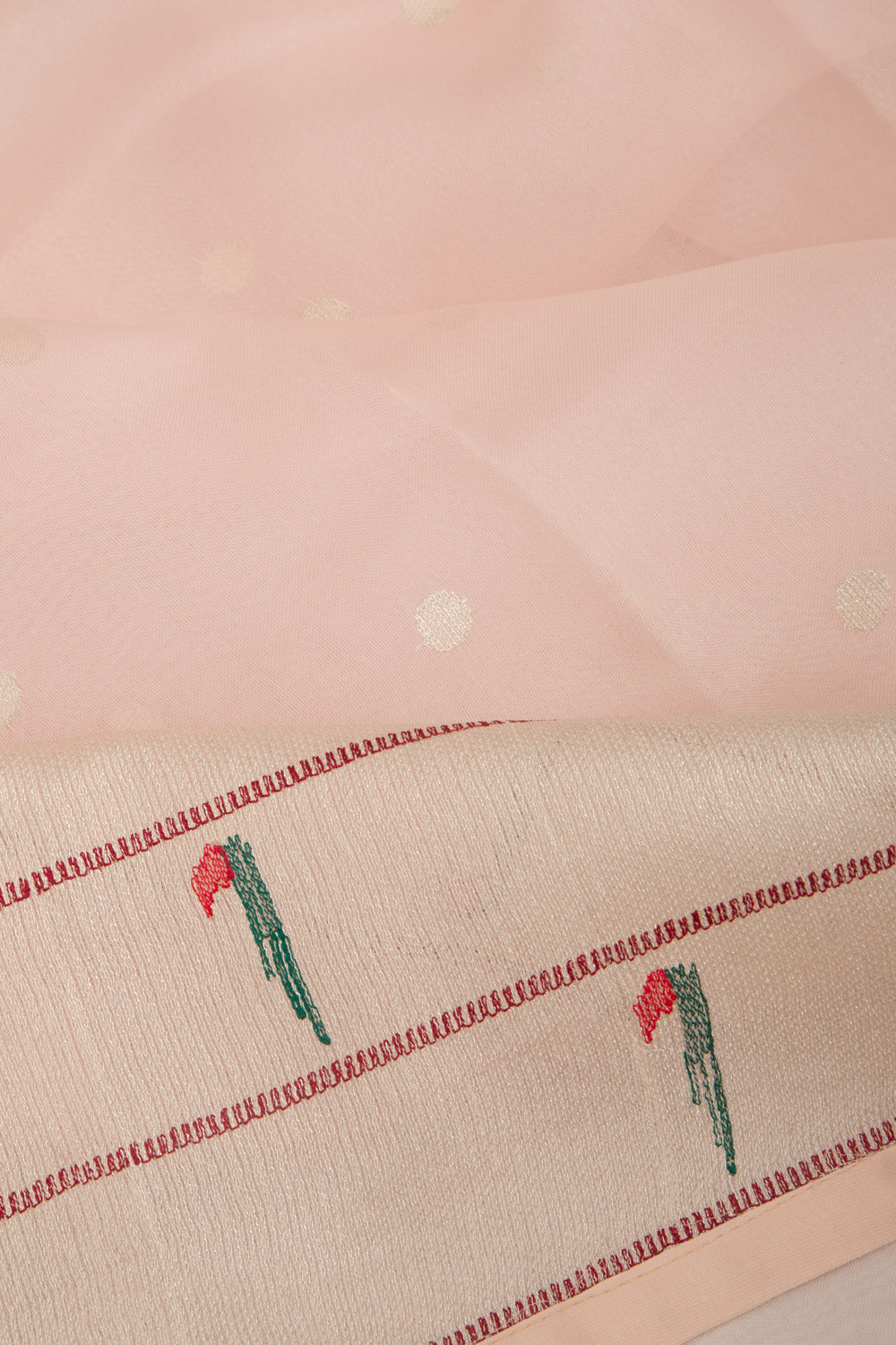 Organza Butta Peach Saree