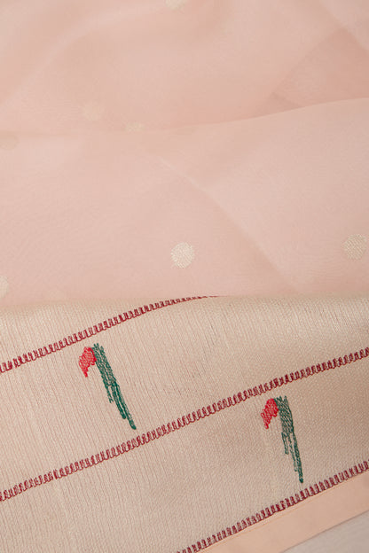Organza Butta Peach Saree
