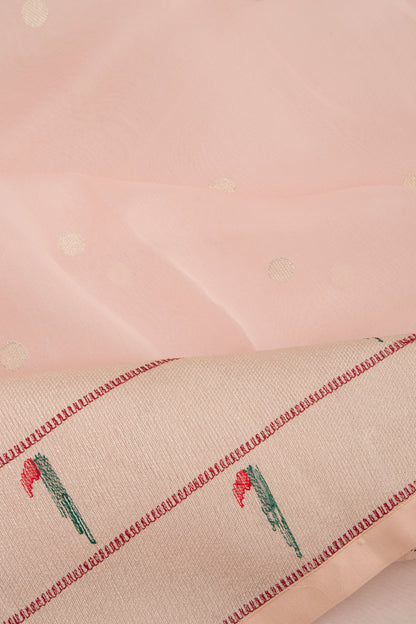 Organza Butta Peach Saree