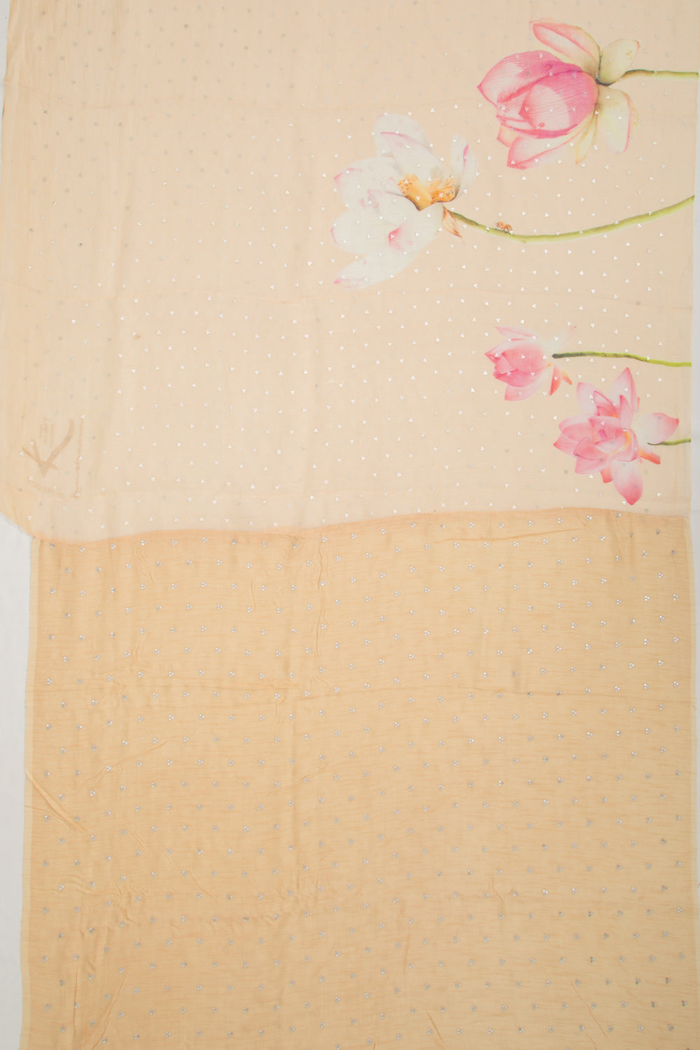 Linen Butta Pastel Orange Saree